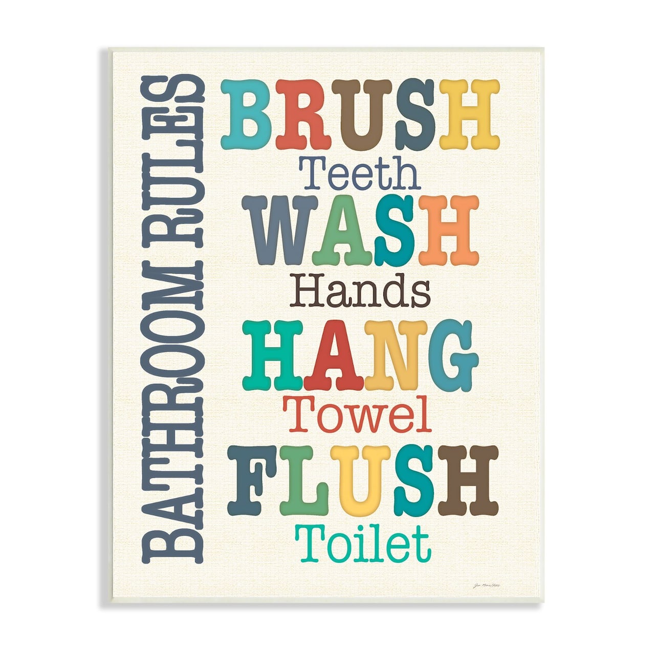 Stupell Industries Colorful Bathroom Rules Typog Wood Wall Plaque